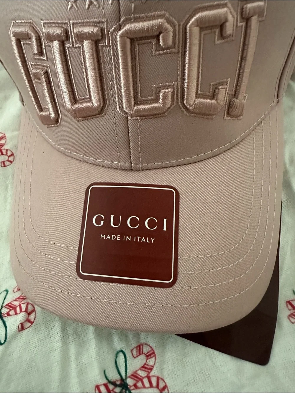 Gucci Pink Embroidered Logo Baseball Cap